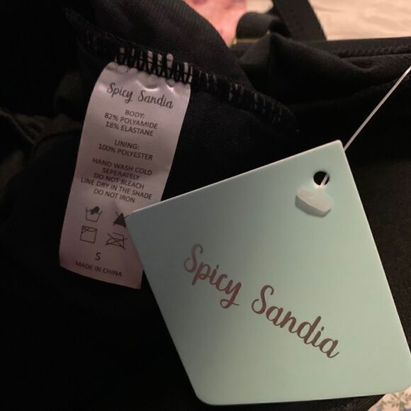 NWT Spicy Sandia Black Ruched One Piece Sz S - Picture 7 of 8